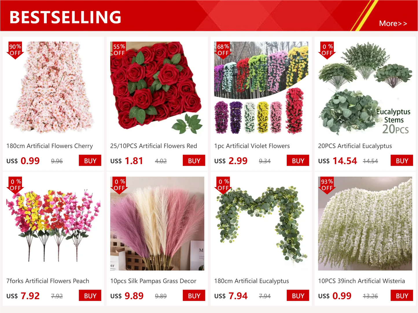 10PCS Plantas Artificiales de Eucalipto