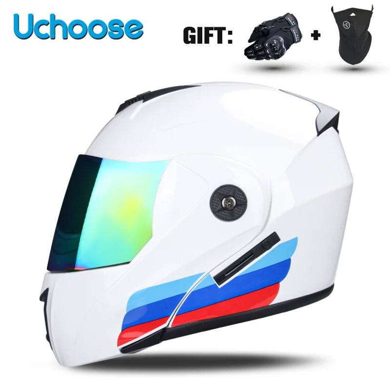 Casco de motocicleta con doble lente