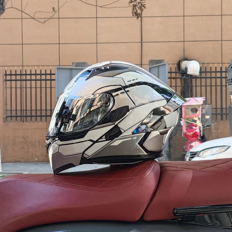 Casco de cara completa de doble lente