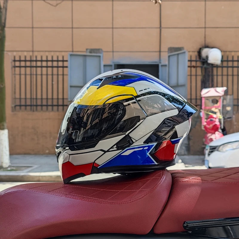 Casco de cara completa de doble lente