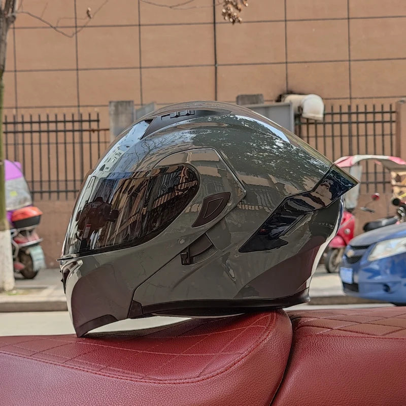 Casco de cara completa de doble lente