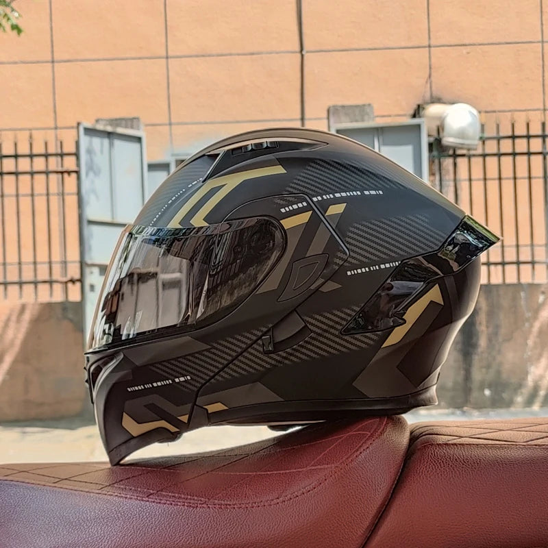 Casco de cara completa de doble lente