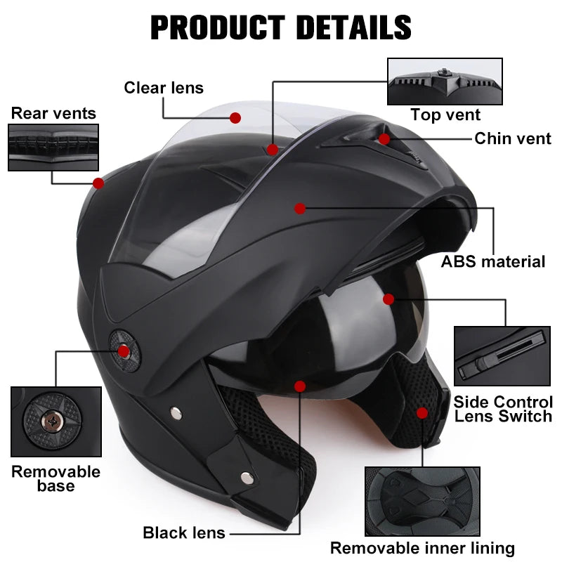 Casco de motocicleta con doble lente