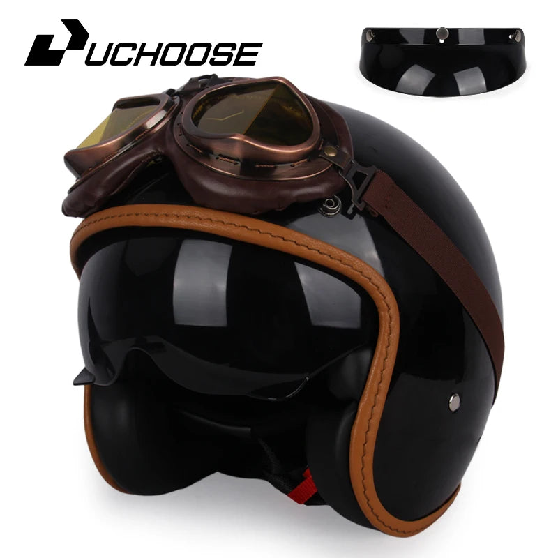 Casco de motocicleta con apertura retro