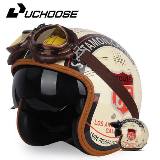 Casco de motocicleta con apertura retro