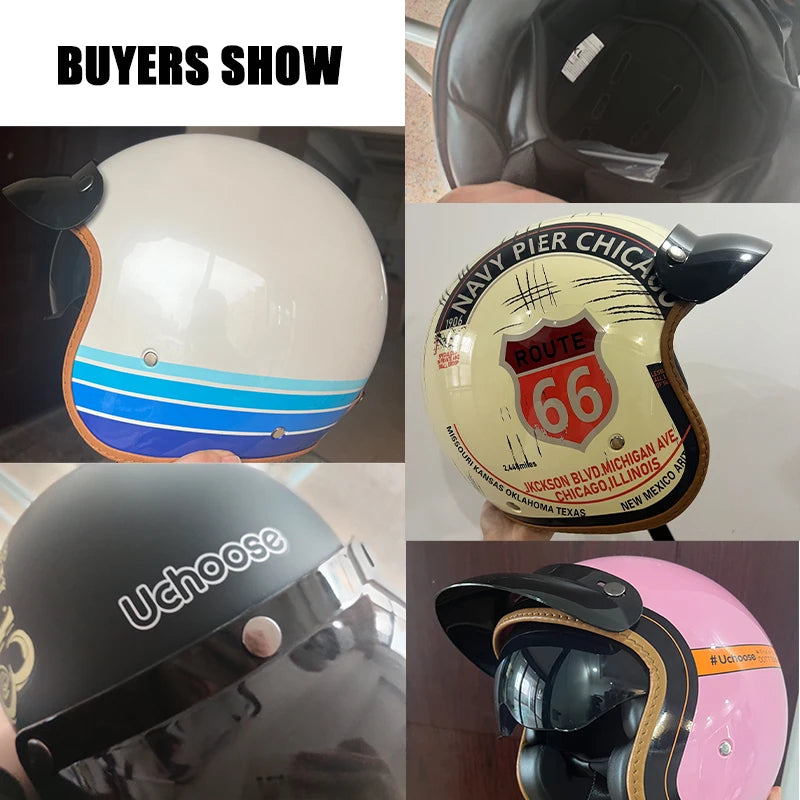 Casco de motocicleta con apertura retro